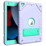 For iPad 10.2 2021 / 2020 / 2019 Armor Holder Silicone Hybrid PC Tablet Case(Purple Mint Green)