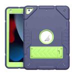 For iPad 10.2 2021 / 2020 / 2019 Armor Holder Silicone Hybrid PC Tablet Case(Navy Yellow Green)