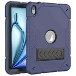 For iPad Air 11 2025 / 2024 Armor Holder Silicone Hybrid PC Tablet Case(Navy Blue Black)