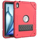 For iPad Air 11 2025 / 2024 Armor Holder Silicone Hybrid PC Tablet Case(Red Black)