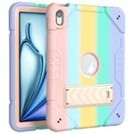 For iPad Air 11 2025 / 2024 Armor Holder Silicone Hybrid PC Tablet Case(Gradient Color Gold)