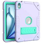 For iPad Air 11 2025 / 2024 Armor Holder Silicone Hybrid PC Tablet Case(Purple Mint Green)