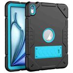 For iPad Air 11 2025 / 2024 Armor Holder Silicone Hybrid PC Tablet Case(Black Blue)