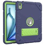 For iPad Air 11 2024 Armor Holder Silicone Hybrid PC Tablet Case(Navy Yellow Green)