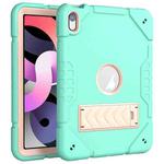 For iPad Air 2022 / 2020 10.9 Armor Holder Silicone Hybrid PC Tablet Case(Mint Green Gold)