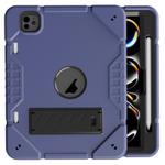 For iPad Pro 11 2024 Armor Holder Silicone Hybrid PC Tablet Case(Navy Blue Black)