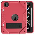 For iPad Pro 11 2024 Armor Holder Silicone Hybrid PC Tablet Case(Red Black)