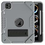 For iPad Pro 11 2024 Armor Holder Silicone Hybrid PC Tablet Case(Grey Black)