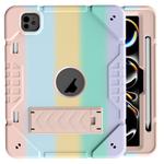 For iPad Pro 11 2024 Armor Holder Silicone Hybrid PC Tablet Case(Gradient Color Gold)
