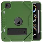For iPad Pro 11 2024 Armor Holder Silicone Hybrid PC Tablet Case(Army Green Black)