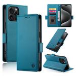For iPhone 15 Pro Max Side Buckle Magnetic Frosted Leather Phone Case(Blue)