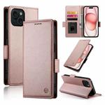 For iPhone 15 Side Buckle Magnetic Frosted Leather Phone Case(Rose Gold)