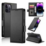 For iPhone 14 Pro Max Side Buckle Magnetic Frosted Leather Phone Case(Black)