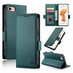 For iPhone SE 2022 / SE 2020 / 8 Side Buckle Magnetic Frosted Leather Phone Case(Dark Green)