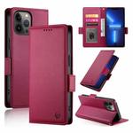 For iPhone 13 Pro Max Side Buckle Magnetic Frosted Leather Phone Case(Wine Red)