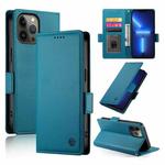 For iPhone 13 Pro Max Side Buckle Magnetic Frosted Leather Phone Case(Blue)