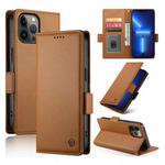 For iPhone 13 Pro Max Side Buckle Magnetic Frosted Leather Phone Case(Brown)