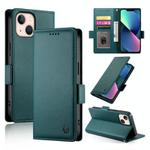 For iPhone 13 mini Side Buckle Magnetic Frosted Leather Phone Case(Dark Green)