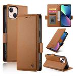 For iPhone 13 mini Side Buckle Magnetic Frosted Leather Phone Case(Brown)