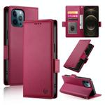 For iPhone 12 Pro Max Side Buckle Magnetic Frosted Leather Phone Case(Wine Red)