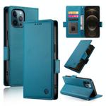For iPhone 12 Pro Max Side Buckle Magnetic Frosted Leather Phone Case(Blue)