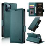 For iPhone 12 Pro Max Side Buckle Magnetic Frosted Leather Phone Case(Dark Green)