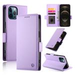 For iPhone 12 Pro Max Side Buckle Magnetic Frosted Leather Phone Case(Purple)