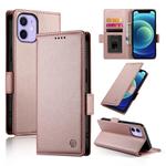 For iPhone 12 mini Side Buckle Magnetic Frosted Leather Phone Case(Rose Gold)