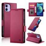 For iPhone 12 mini Side Buckle Magnetic Frosted Leather Phone Case(Wine Red)