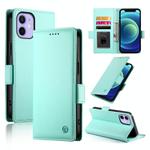 For iPhone 12 mini Side Buckle Magnetic Frosted Leather Phone Case(Mint Green)