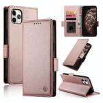 For iPhone 11 Pro Max Side Buckle Magnetic Frosted Leather Phone Case(Rose Gold)