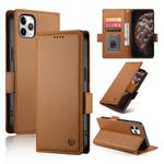 For iPhone 11 Pro Max Side Buckle Magnetic Frosted Leather Phone Case(Brown)