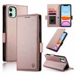 For iPhone 11 Side Buckle Magnetic Frosted Leather Phone Case(Rose Gold)