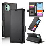 For iPhone 11 Side Buckle Magnetic Frosted Leather Phone Case(Black)
