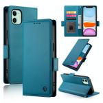For iPhone 11 Side Buckle Magnetic Frosted Leather Phone Case(Blue)