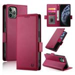 For iPhone 11 Pro Side Buckle Magnetic Frosted Leather Phone Case(Wine Red)
