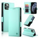 For iPhone 11 Pro Side Buckle Magnetic Frosted Leather Phone Case(Mint Green)