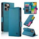 For iPhone 16 Pro Max Side Buckle Magnetic Frosted Leather Phone Case(Blue)