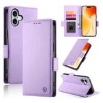 For iPhone 16 Plus Side Buckle Magnetic Frosted Leather Phone Case(Purple)