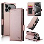For iPhone 17 Pro Max Side Buckle Magnetic Frosted Leather Phone Case(Rose Gold)