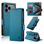 For iPhone 17 Pro Max Side Buckle Magnetic Frosted Leather Phone Case(Blue)