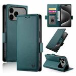 For iPhone 17 Pro Max Side Buckle Magnetic Frosted Leather Phone Case(Dark Green)