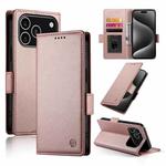 For iPhone 17 Pro Side Buckle Magnetic Frosted Leather Phone Case(Rose Gold)