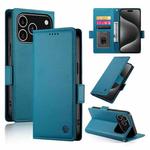 For iPhone 17 Pro Side Buckle Magnetic Frosted Leather Phone Case(Blue)