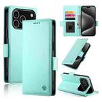 For iPhone 17 Pro Side Buckle Magnetic Frosted Leather Phone Case(Mint Green)