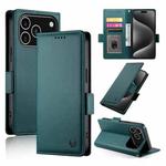 For iPhone 17 Pro Side Buckle Magnetic Frosted Leather Phone Case(Dark Green)