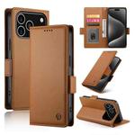 For iPhone 17 Pro Side Buckle Magnetic Frosted Leather Phone Case(Brown)
