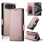 For iPhone 17 Air Side Buckle Magnetic Frosted Leather Phone Case(Rose Gold)
