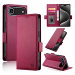 For iPhone 17 Air Side Buckle Magnetic Frosted Leather Phone Case(Wine Red)