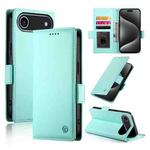 For iPhone 17 Air Side Buckle Magnetic Frosted Leather Phone Case(Mint Green)